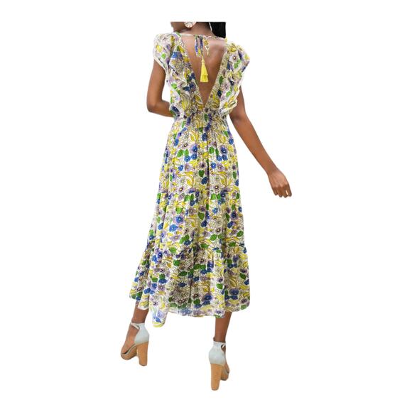 Barok Paris Dress Floral Ruffle midi size Small S - Picture 6 of 6